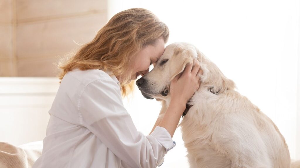 esa dog and female owner