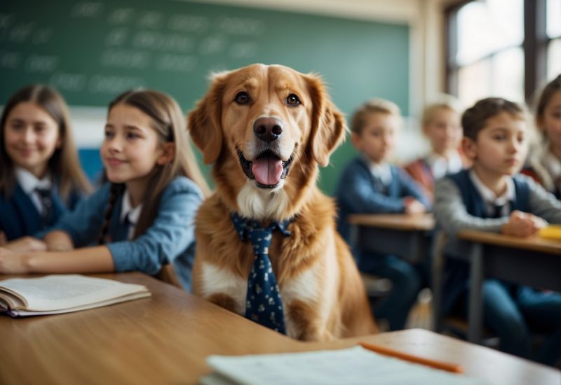 dog in classroom