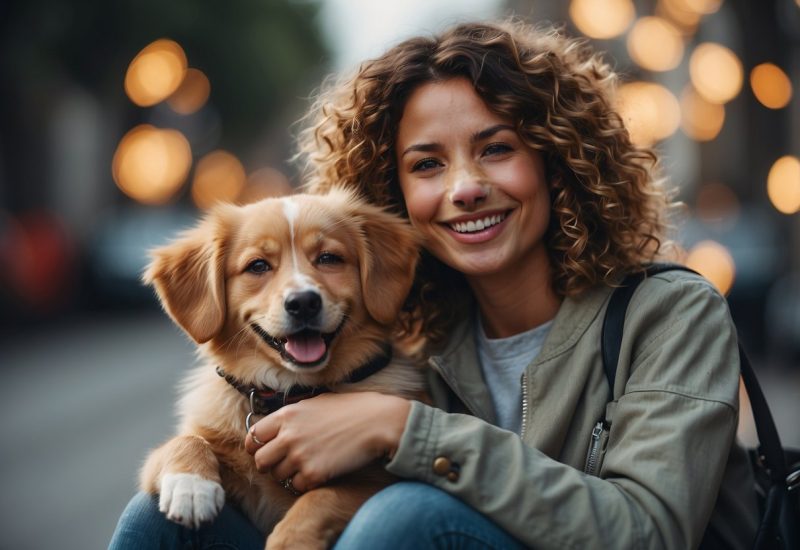 woman with puppy